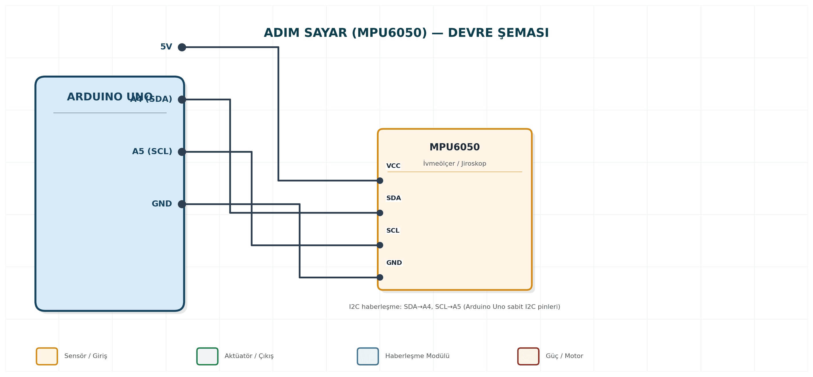 Adım Sayar (MPU6050 İvmeölçer) Arduino devre şeması